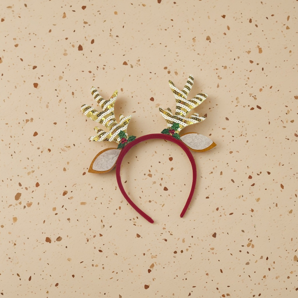 Plush Christmas antler headband for girls and adults, a festive photo and party decoration headwear Specification image