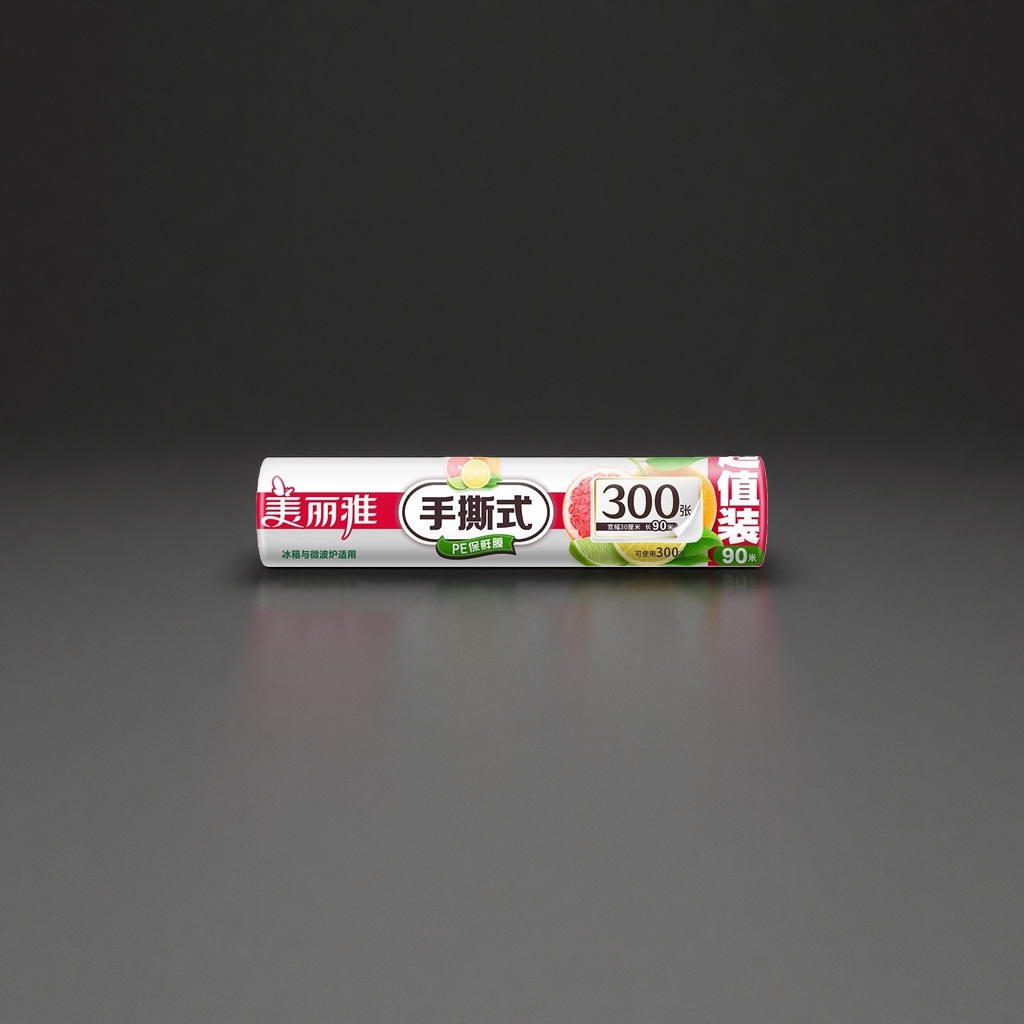 美丽雅手撕式PE保鲜膜大号30cm×90m 食品级家用厨房保鲜