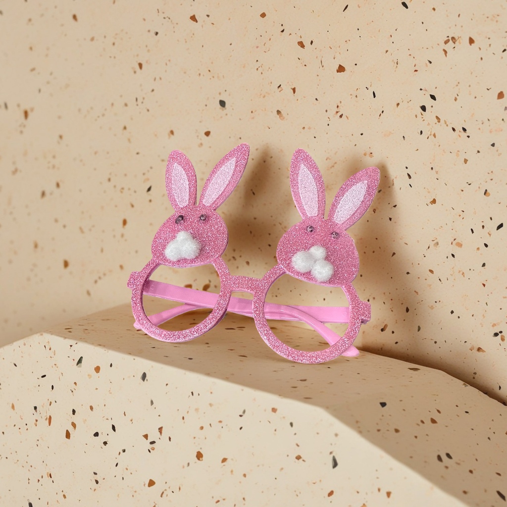 Pink glittering rabbit-shaped glasses with a fashionable and cute girlish style and anti-blue light optical frame