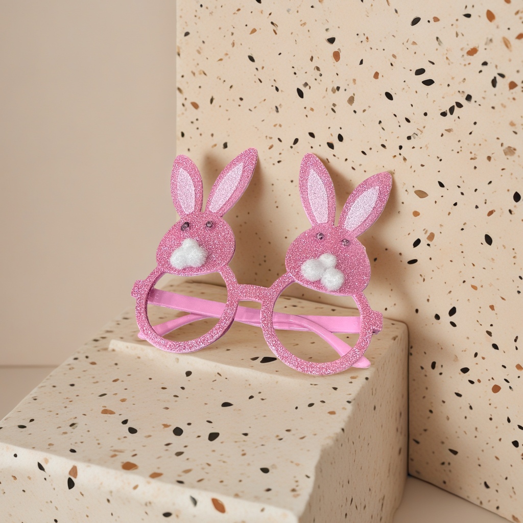Pink glittering rabbit-shaped glasses with a fashionable and cute girlish style and anti-blue light optical frame Specification image