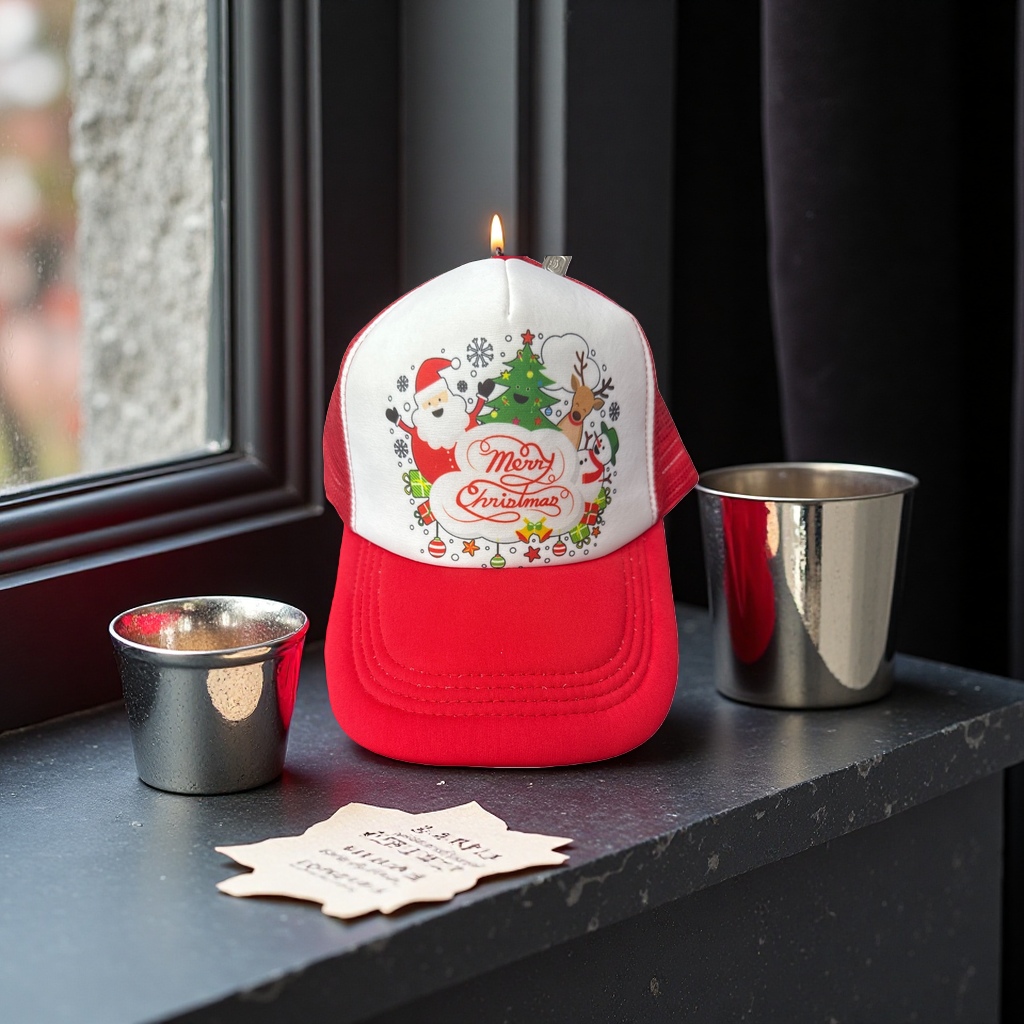 Christmas-themed woolen hat, warm knitted top hat, and festive party decorative hat