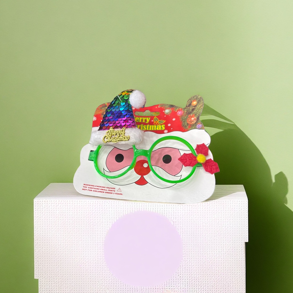 Christmas-themed decorative glasses, holiday party photo props, with adjustable red, green and gold color schemes Specification image