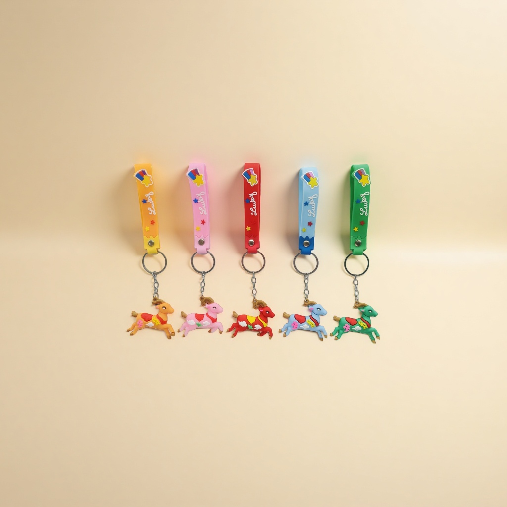 The main body of the colorful deer keychain has a cute metallic texture and is a portable decoration Application Scenario