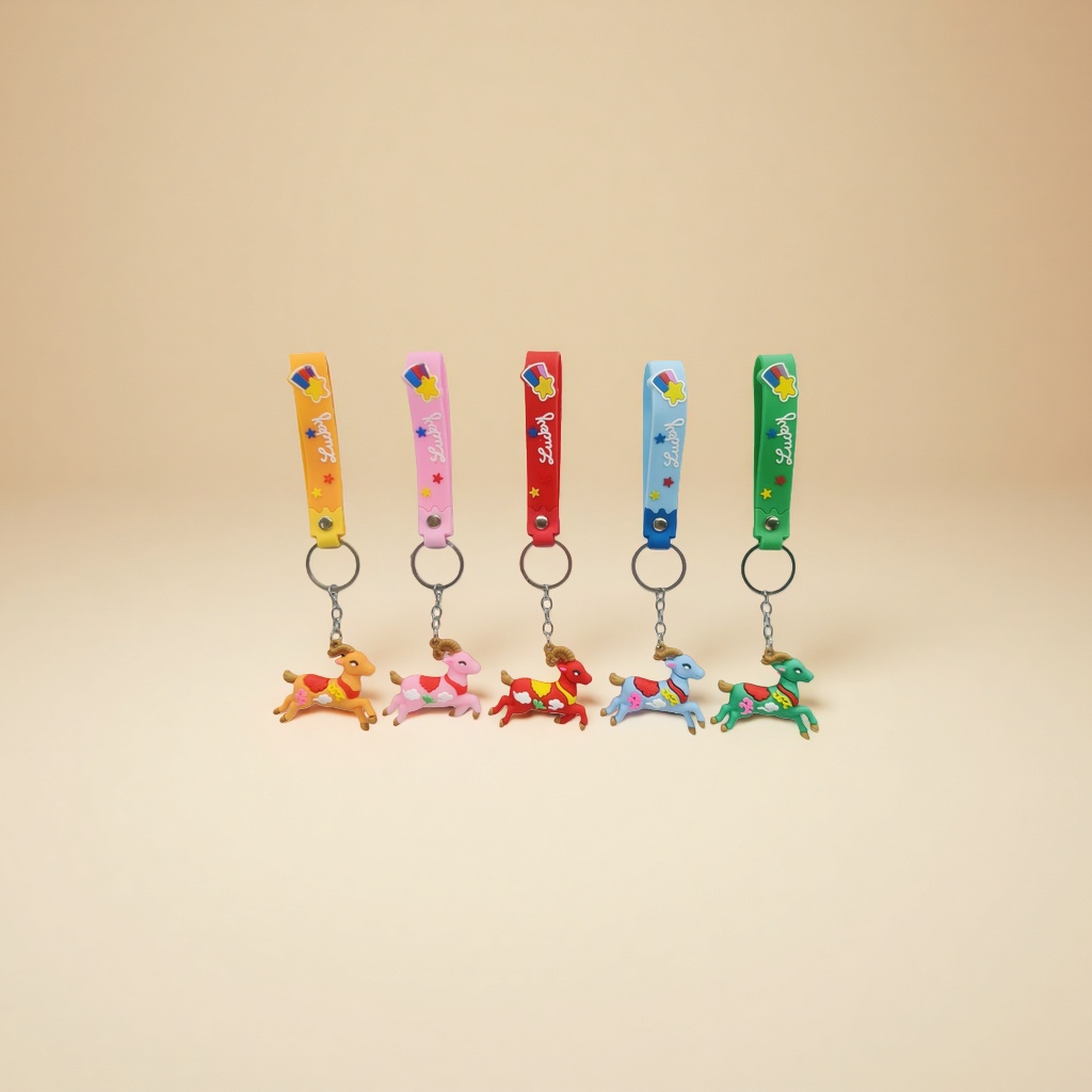 The main body of the colorful deer keychain has a cute metallic texture and is a portable decoration
