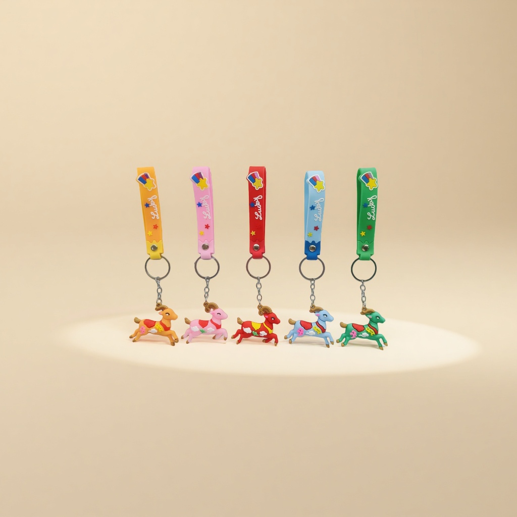 The main body of the colorful deer keychain has a cute metallic texture and is a portable decoration details Picture