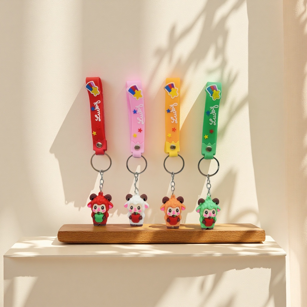 Colorful cartoon sheep keychain main body cute plush pendant, fashionable accessory keychain pendant