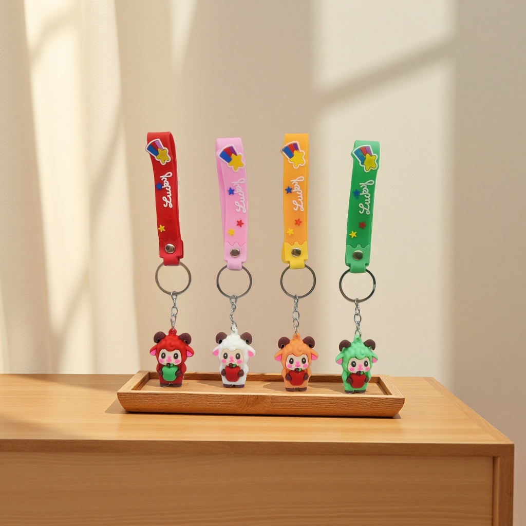 Colorful cartoon sheep keychain main body cute plush pendant, fashionable accessory keychain pendant Application Scenario