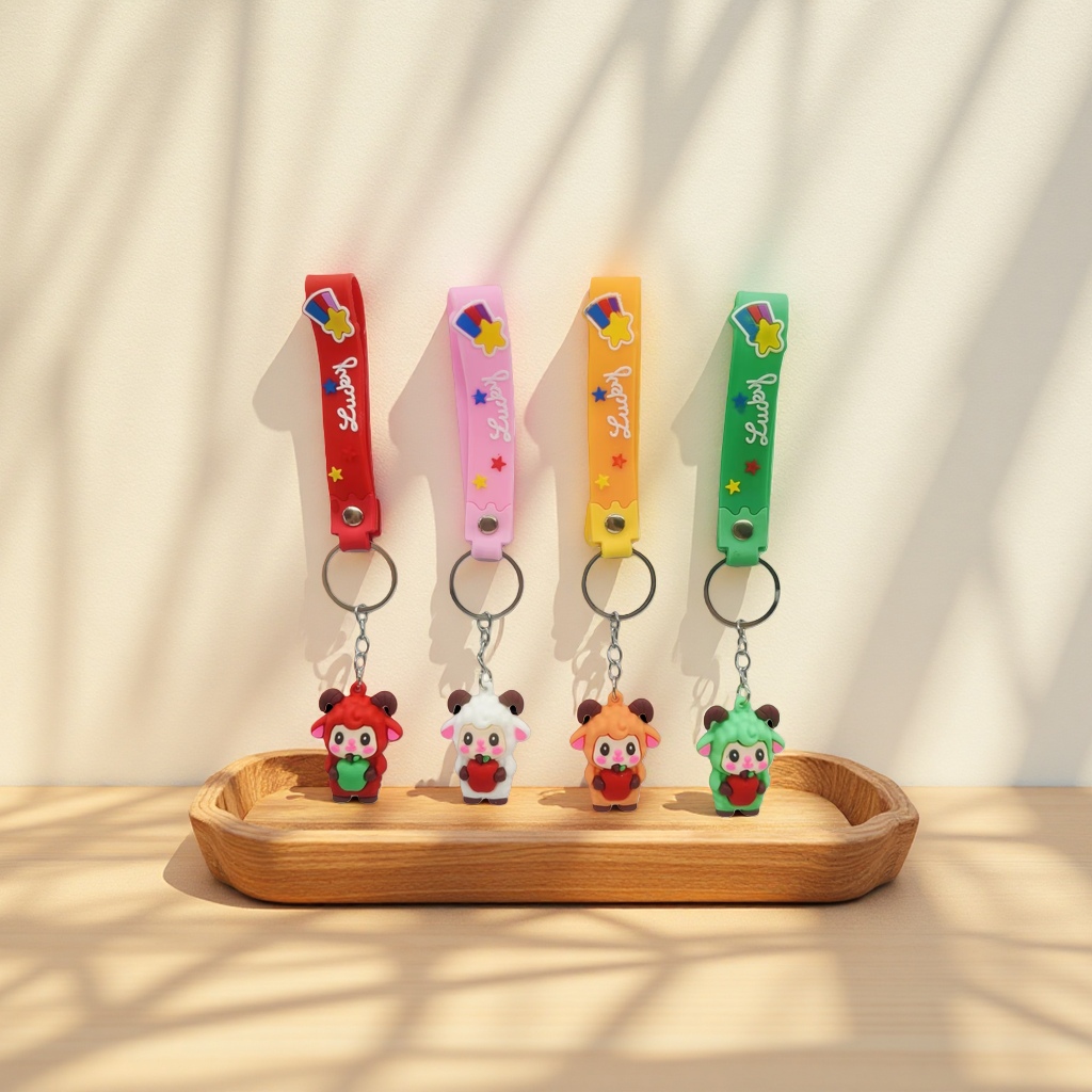 Colorful cartoon sheep keychain main body cute plush pendant, fashionable accessory keychain pendant Specification image