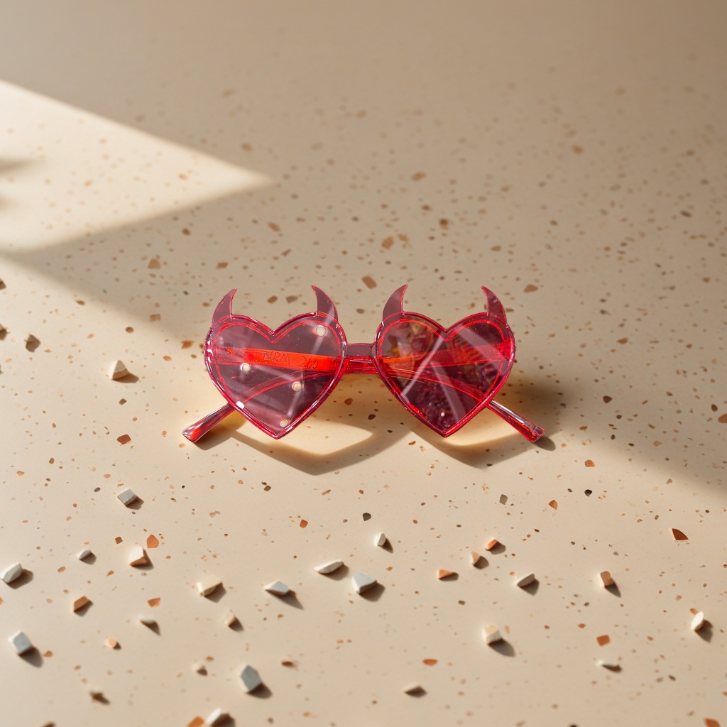 Red heart-shaped devil horn sunglasses, fashionable, individual and cool sunshade sunglasses Application Scenario