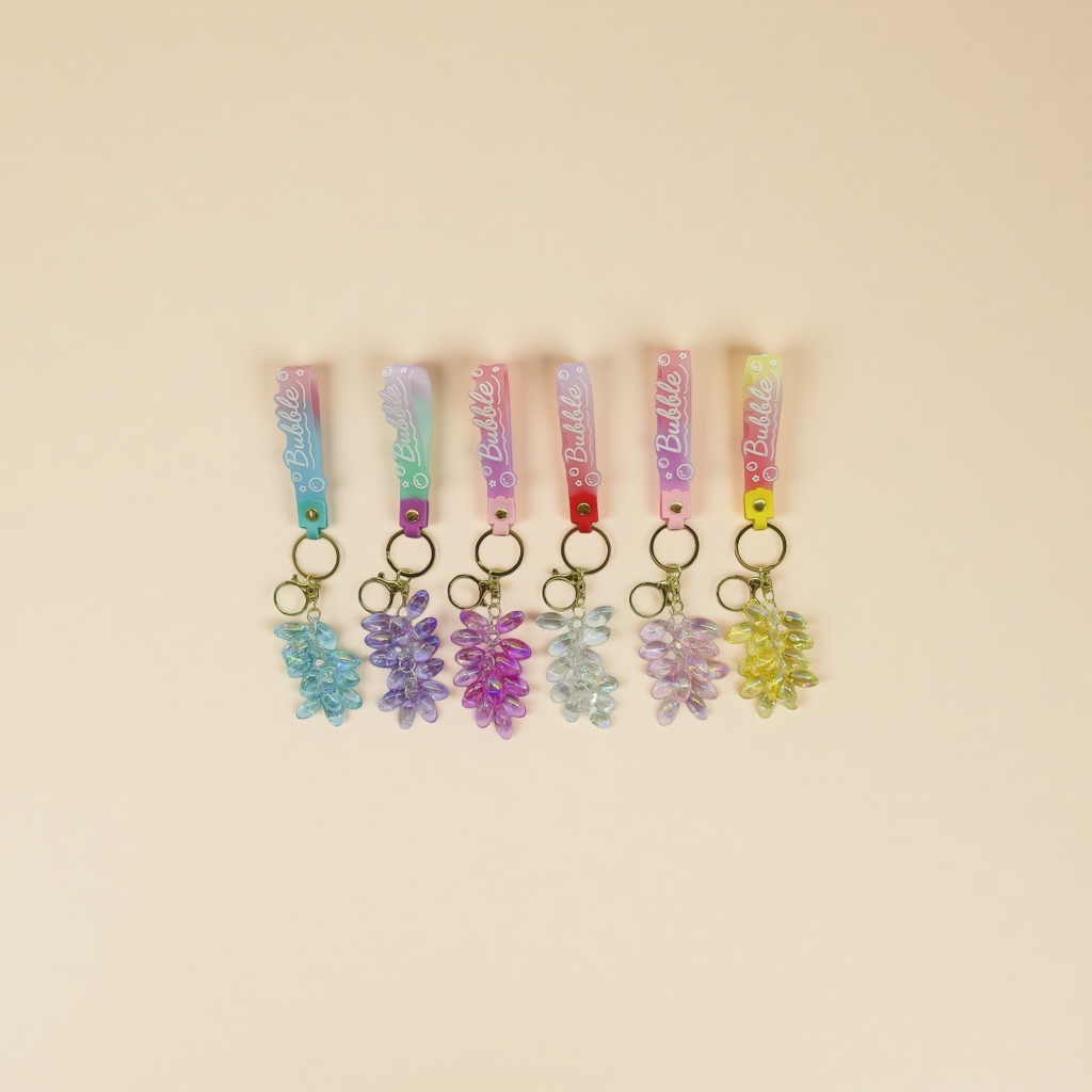 Colorful gradient keychain pendant, made of acrylic material, is a lightweight and durable small portable item