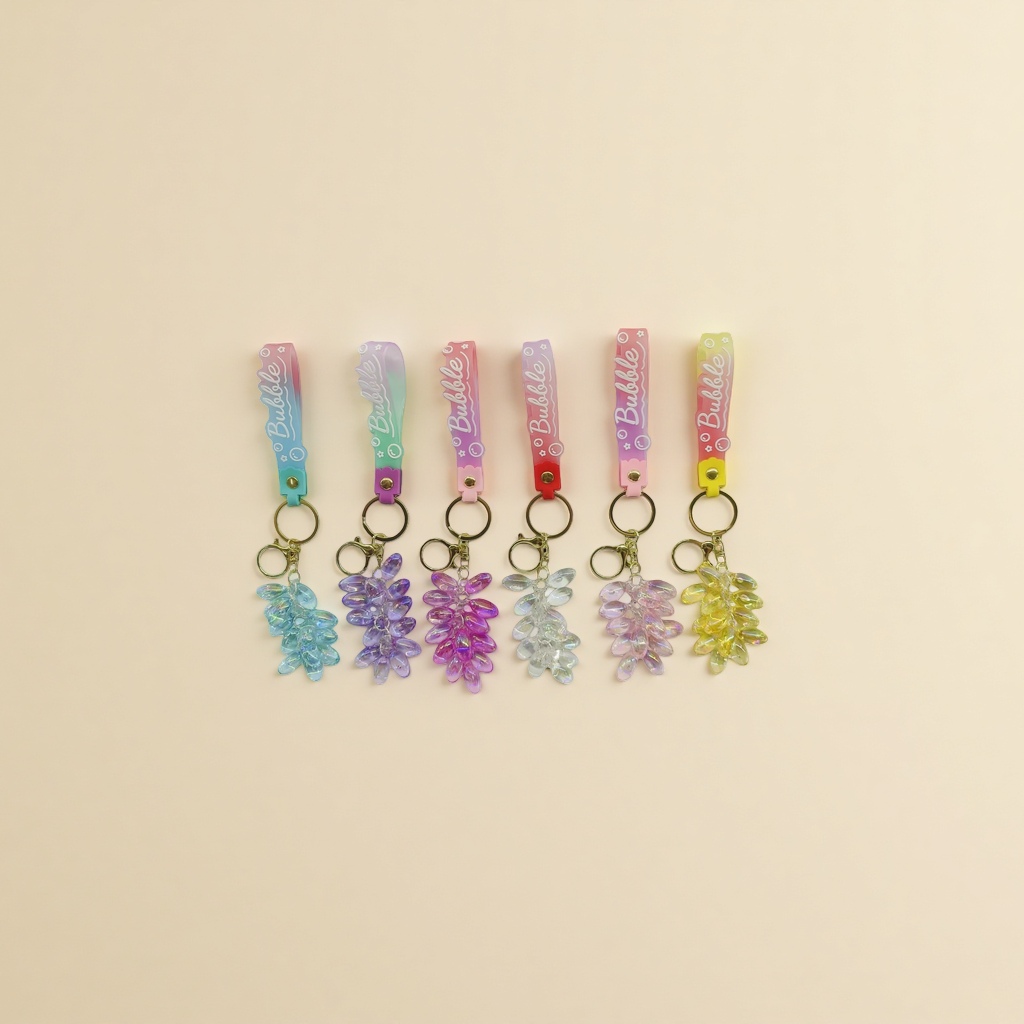 Colorful gradient keychain pendant, made of acrylic material, is a lightweight and durable small portable item details Picture