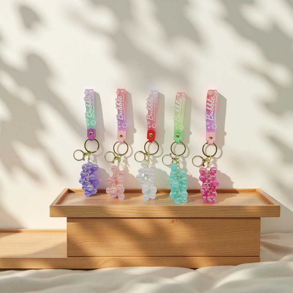 Colorful grape-shaped keychains, simulated soft rubber pendants, car bag accessories and small items Application Scenario