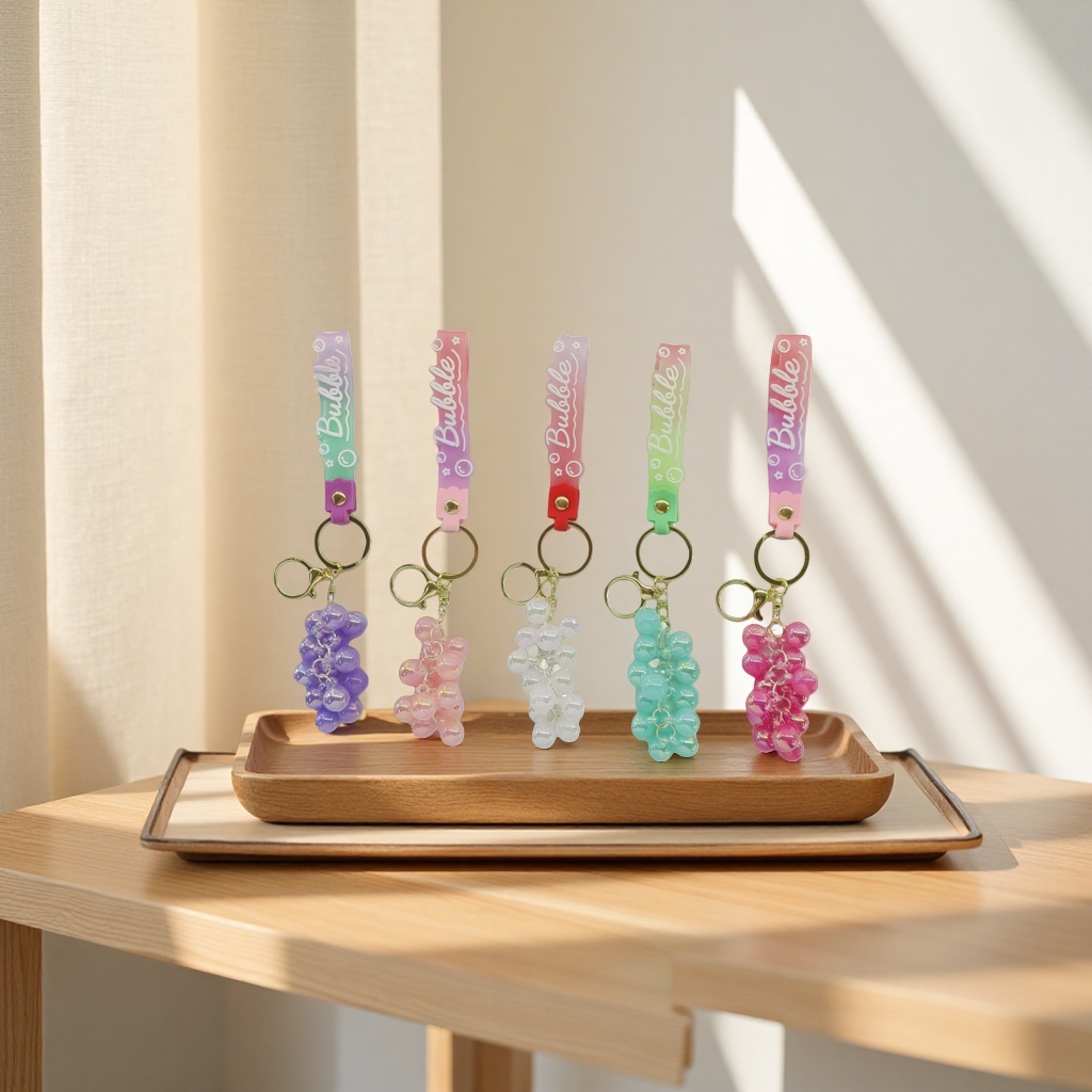 Colorful grape-shaped keychains, simulated soft rubber pendants, car bag accessories and small items Specification image