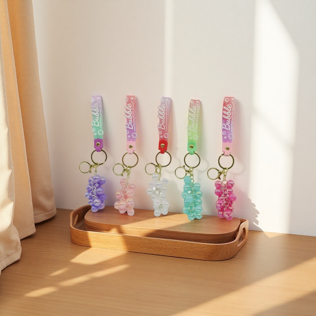 Colorful grape-shaped keychains, simulated soft rubber pendants, car bag accessories and small items details Picture