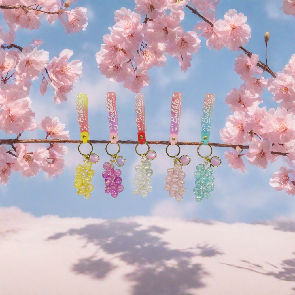 The colorful grape-shaped keychain with a realistic fruit pendant is small, cute and portable