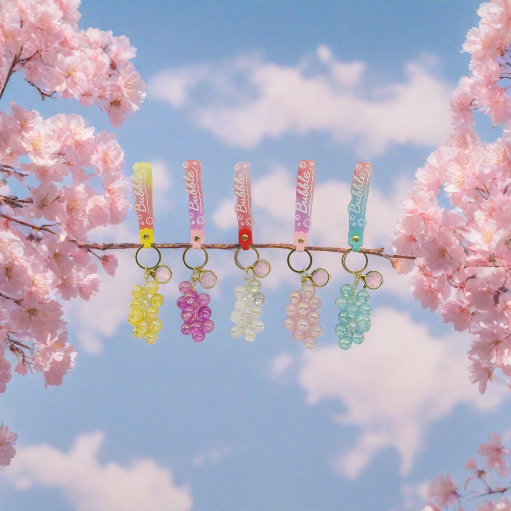 The colorful grape-shaped keychain with a realistic fruit pendant is small, cute and portable Specification image