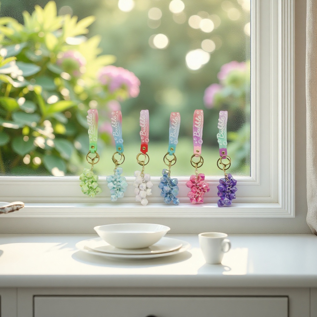 Colorful gradient keychain pendant, a fashionable and personalized car bag hanging accessory details Picture