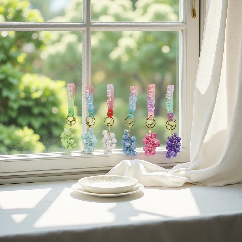 Colorful gradient keychain pendant, a fashionable and personalized car bag hanging accessory Application Scenario
