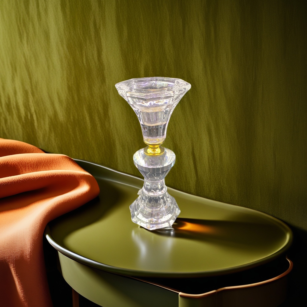 The main body of the transparent crystal candlestick is made of lead-free high-purity glass, hand-polished, suitable for wedding ceremonies in the living room