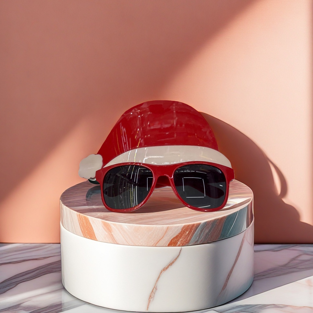 The Christmas hat and sunglasses set is a trendy holiday party accessory that can be adjusted for comfortable wearing Specification image