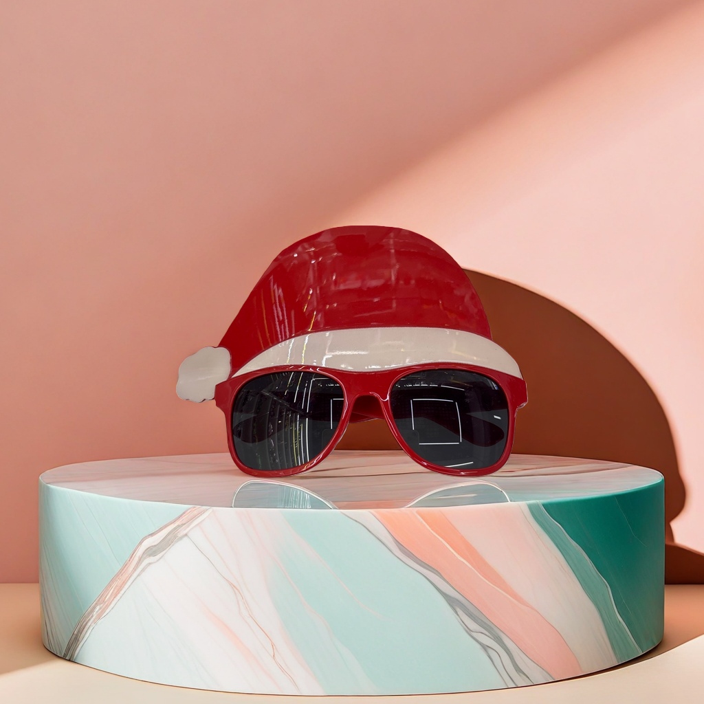 The Christmas hat and sunglasses set is a trendy holiday party accessory that can be adjusted for comfortable wearing details Picture