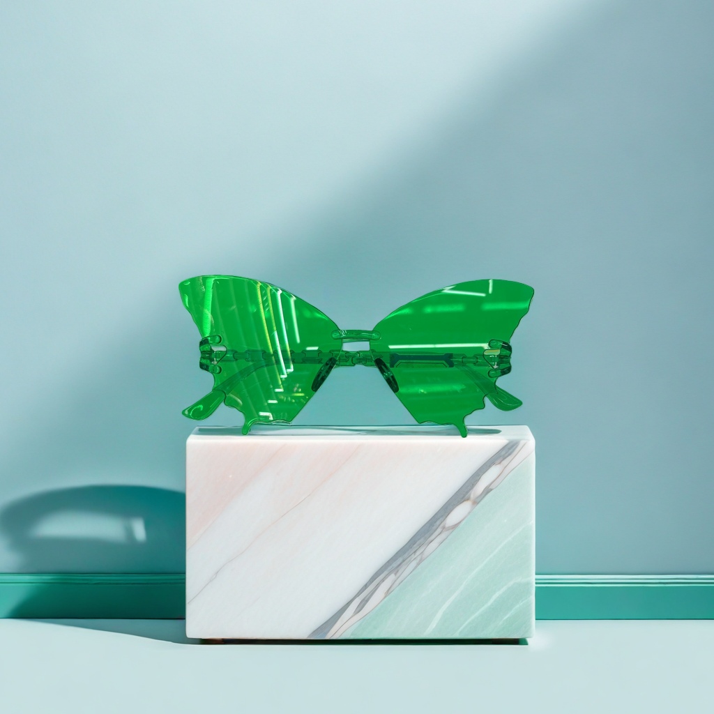 Green butterfly-shaped sunglasses, fashionable UV-resistant polarized sunglasses details Picture