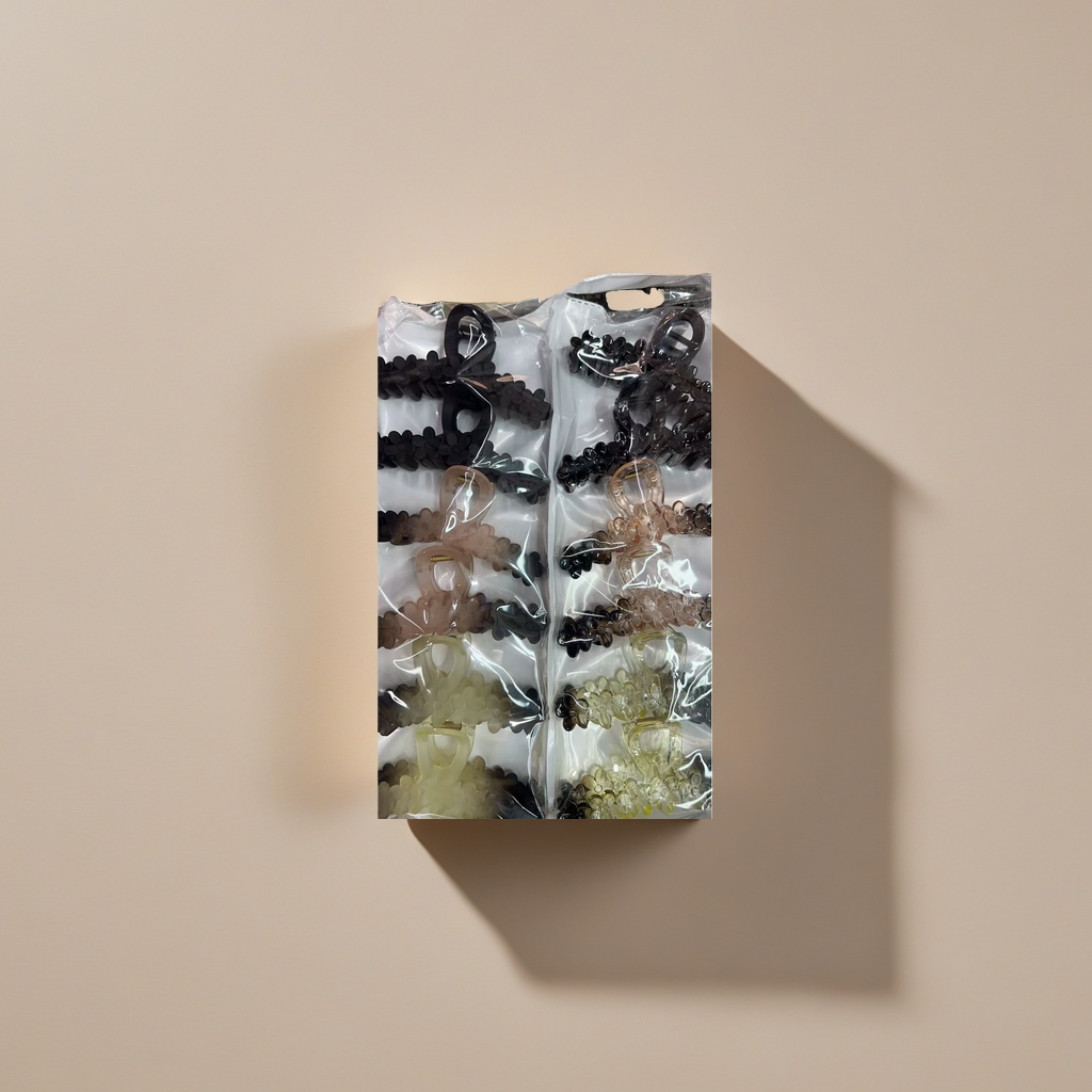 A fashionable and simple hair clip set with a metallic texture and double hair clips