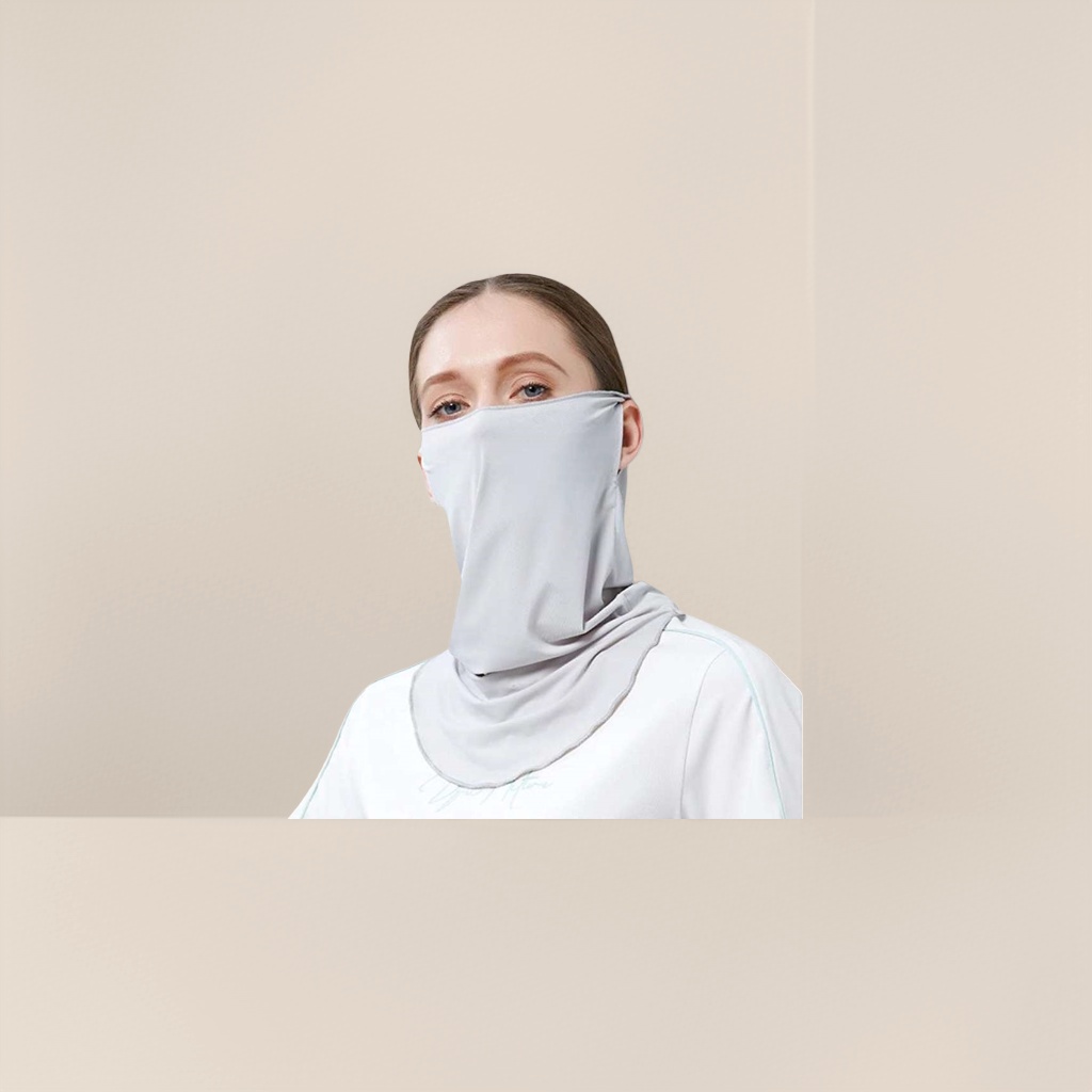 A breathable, lightweight and UV-resistant grey sun protection mask for women, suitable for outdoor cycling Application Scenario