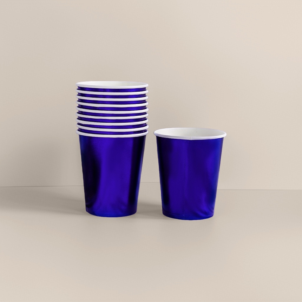 蓝色纸杯 一次性加厚防烫饮品杯 家用办公派对用品