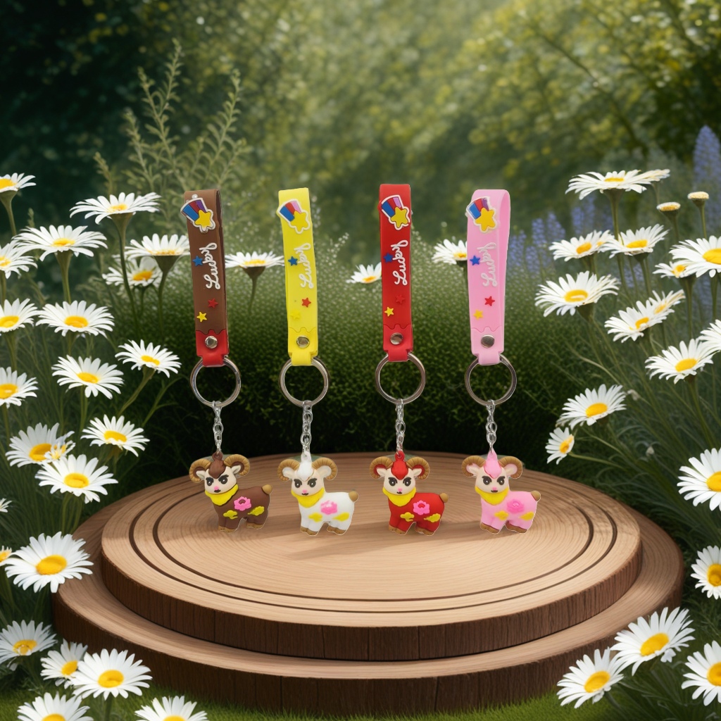 Cartoon sheep-shaped keychain, cute plush pendant, metal keychain accessory Specification image