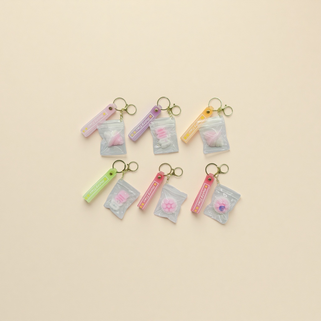 Colorful keychains, plush toys, cute pendants, portable small items