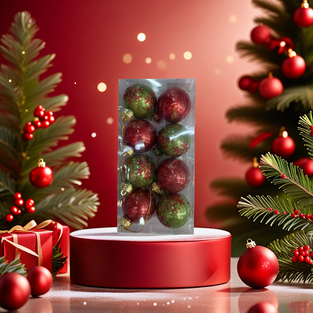 Christmas decorative ball red and gold sequined glass ball Christmas tree pendant set Specification image