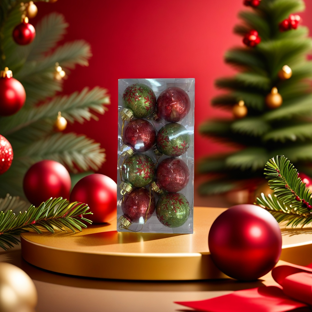 Christmas decorative ball red and gold sequined glass ball Christmas tree pendant set