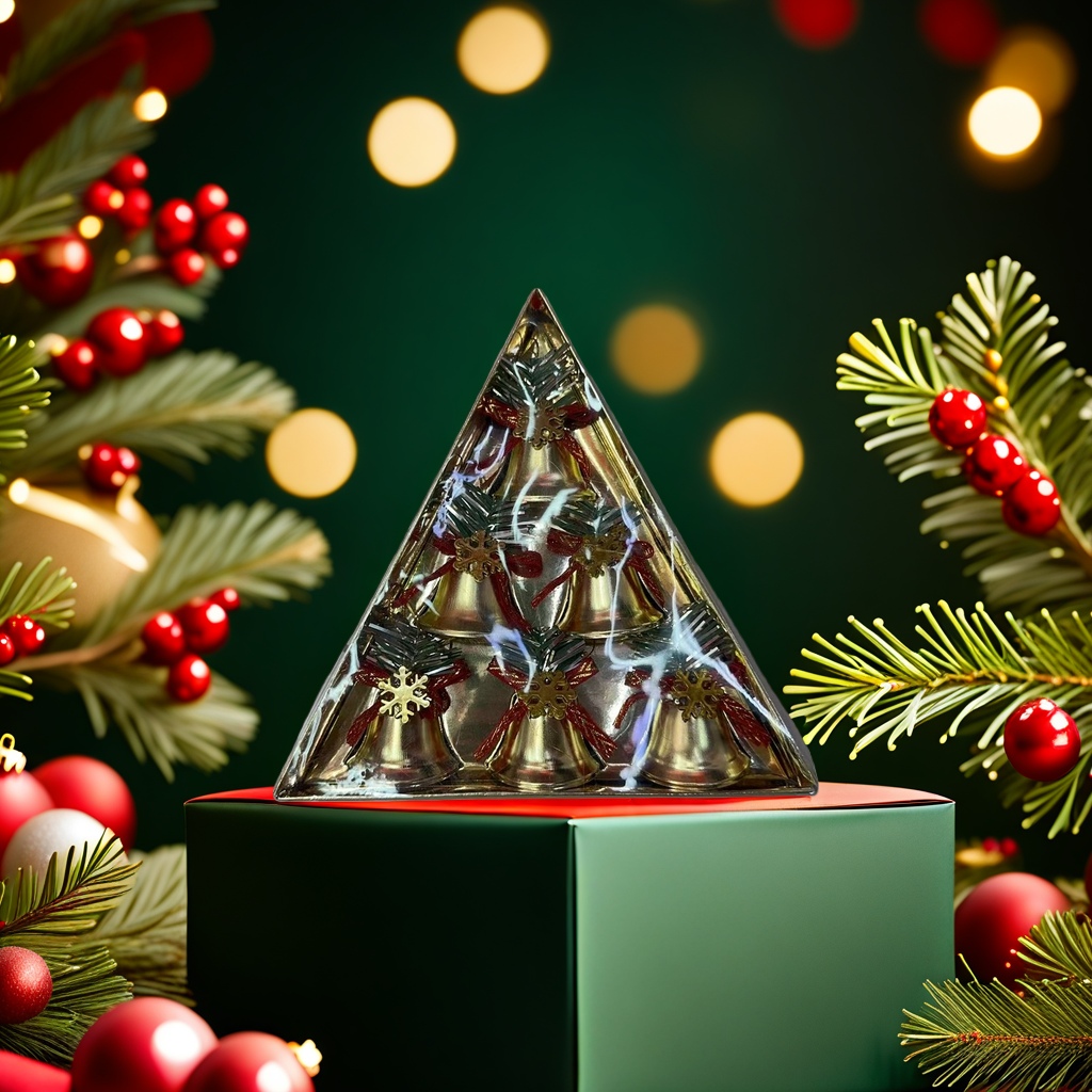 Christmas decorations, triangular golden bell sets, holiday hanging ornaments, home decoration details Picture