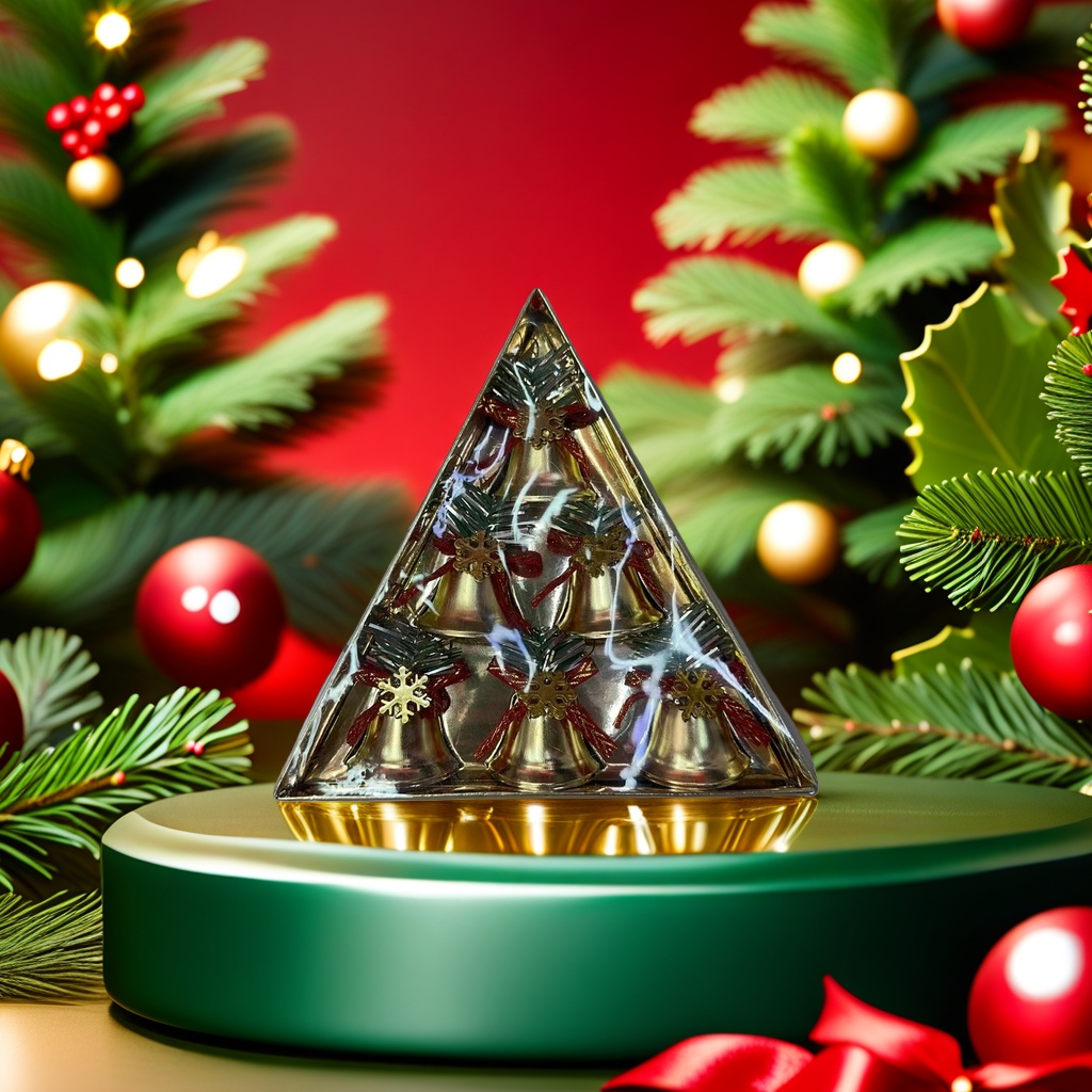 Christmas decorations, triangular golden bell sets, holiday hanging ornaments, home decoration