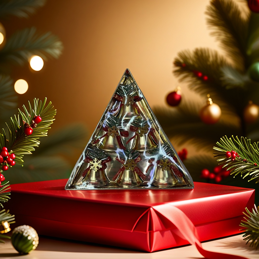 Christmas decorations, triangular golden bell sets, holiday hanging ornaments, home decoration Specification image