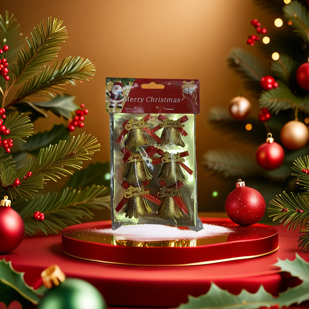 Golden Christmas bell pendant, a festive decoration for the Christmas atmosphere Application Scenario