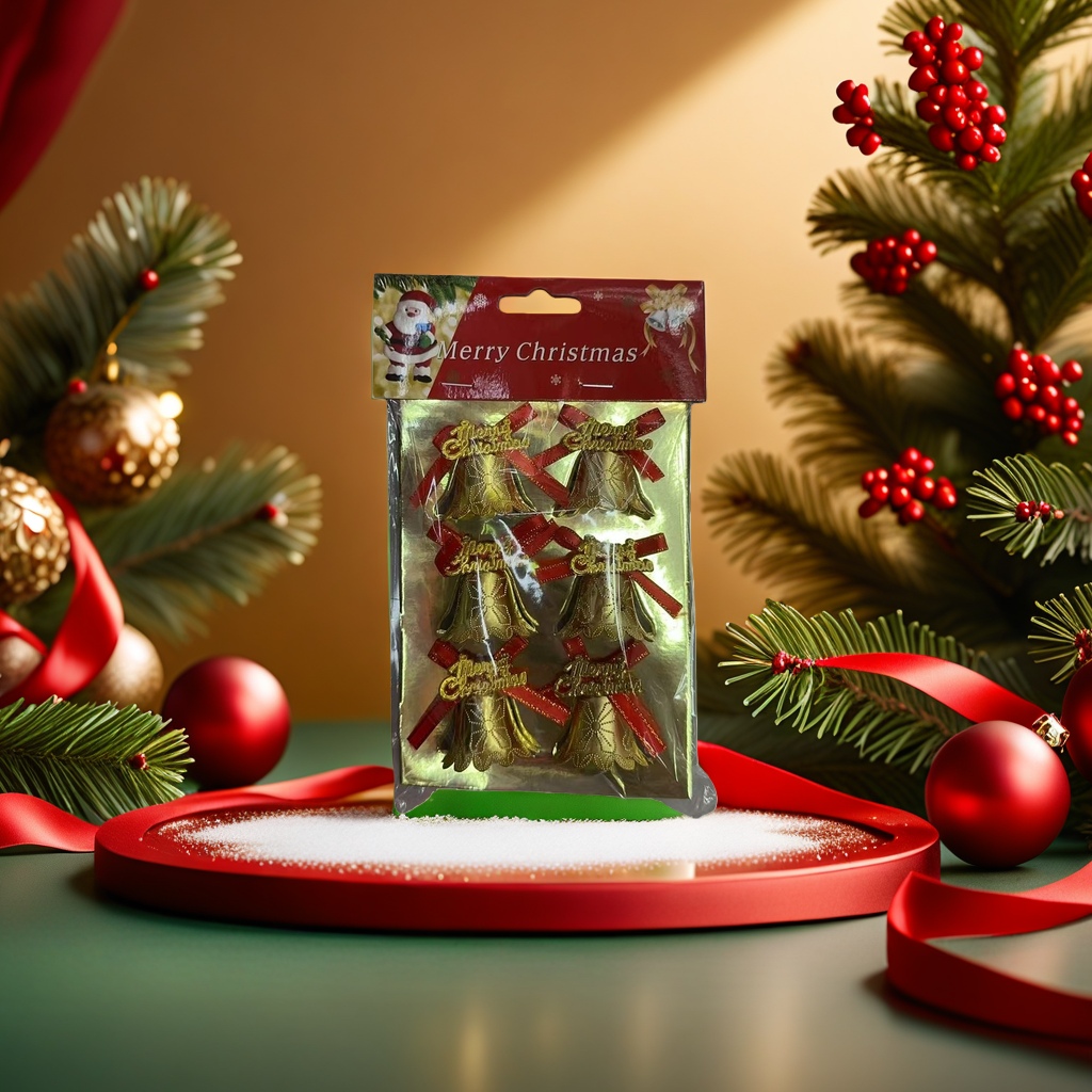 Golden Christmas bell pendant, a festive decoration for the Christmas atmosphere details Picture
