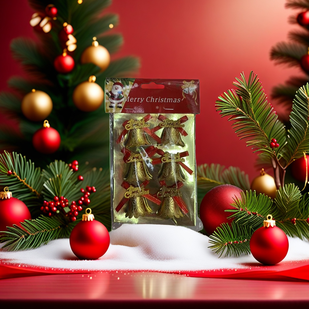 Golden Christmas bell pendant, a festive decoration for the Christmas atmosphere Specification image