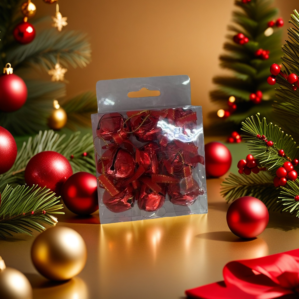 Red bell decorations, festive home hangers, New Year and Christmas atmosphere ornaments