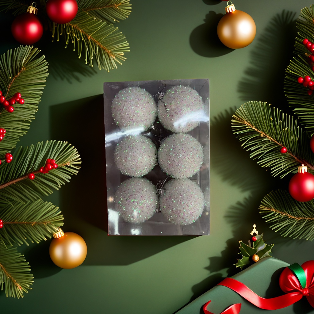 Christmas decorative balls in gold and silver with bright surfaces, festive atmosphere hanging balls
