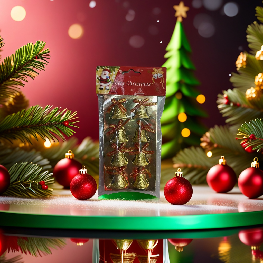 Golden Christmas decorative bells, festive atmosphere hanging decorations, home decoration items Specification image