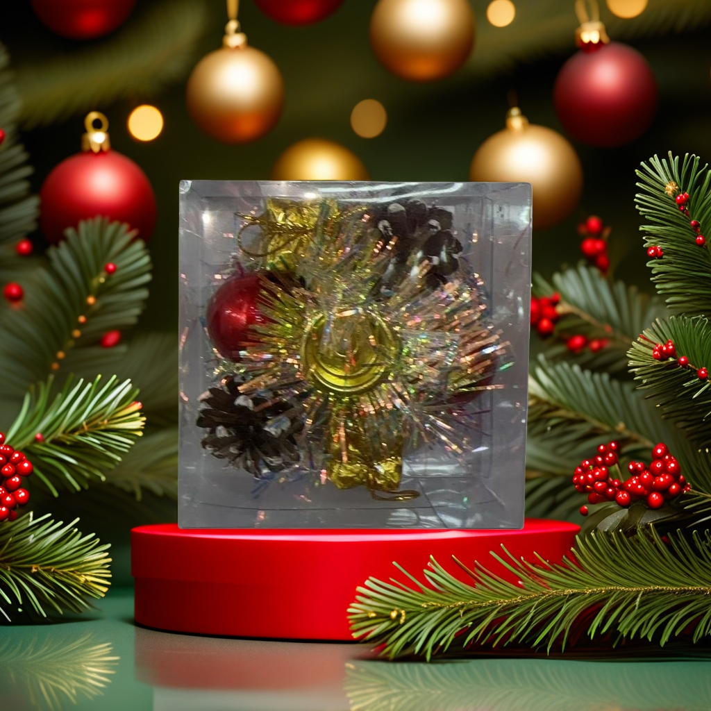 Transparent box-packed Christmas festival decorations, Christmas atmosphere decorations, Christmas flowers details Picture