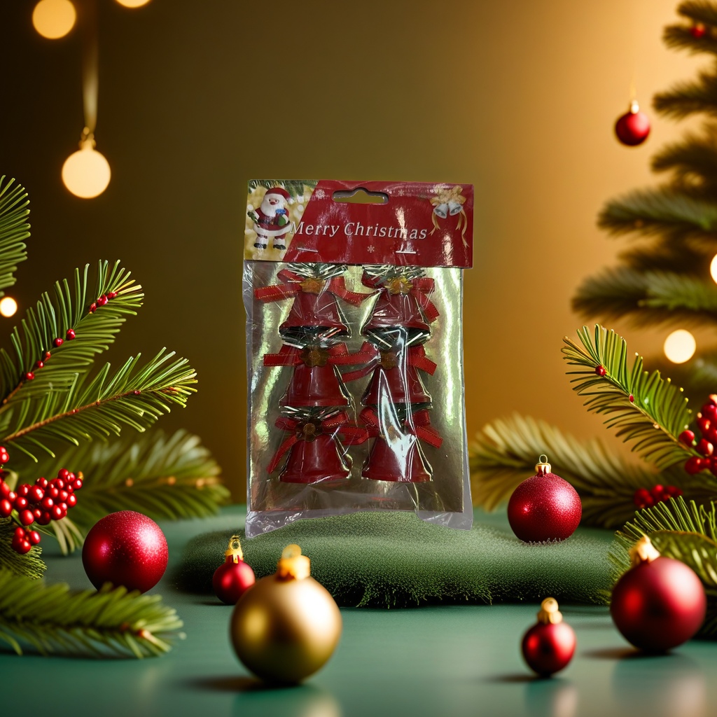 Christmas red bell pendants, festive decorations, home atmosphere decoration details Picture