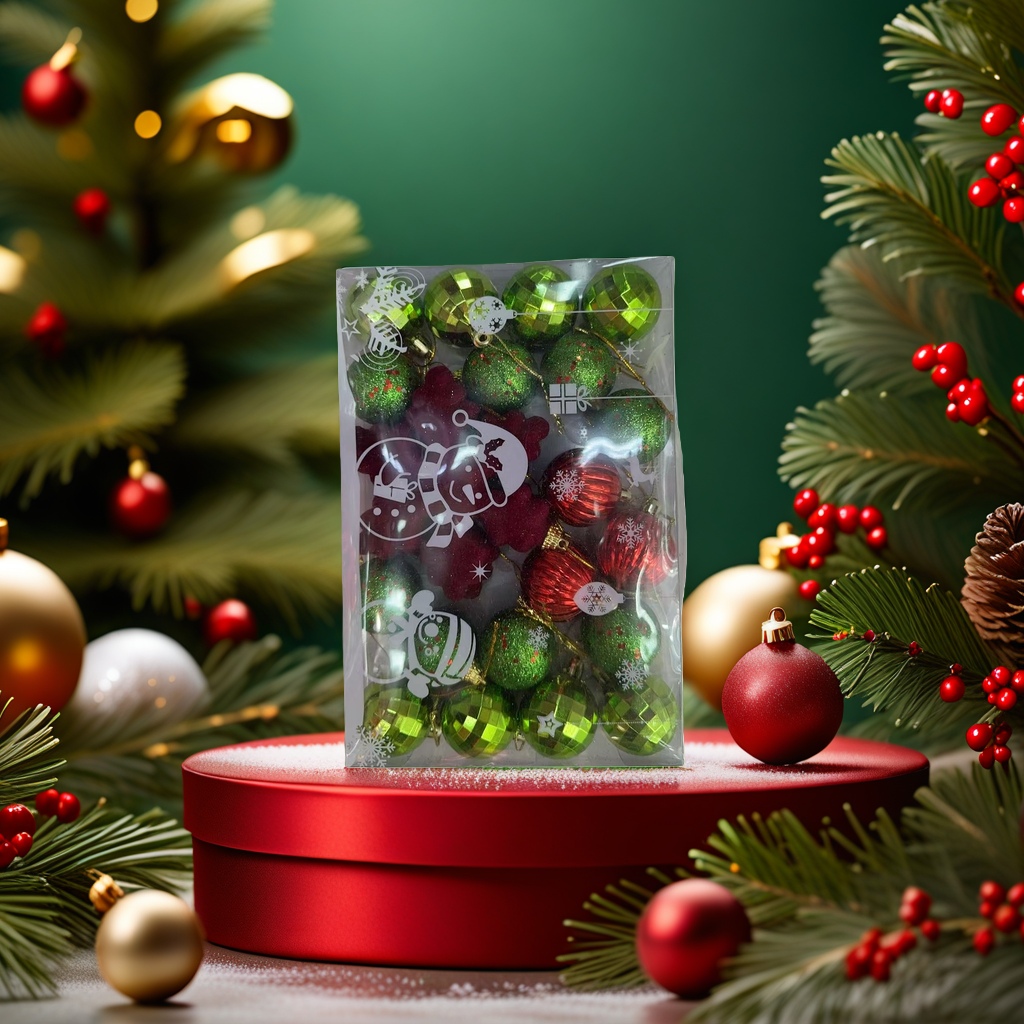 Christmas decorations, Christmas ball set, festival hanging decorations, colored balls, glass balls, gift box set details Picture