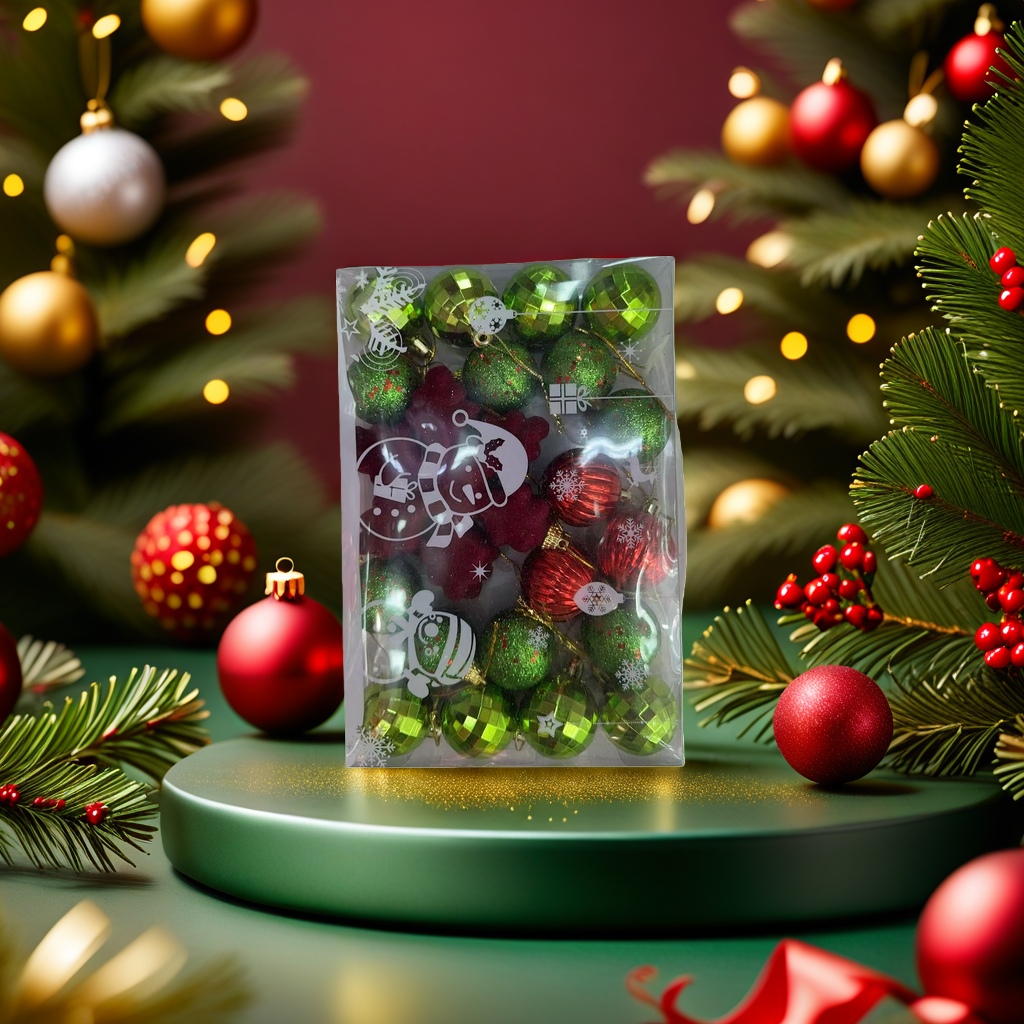 Christmas decorations, Christmas ball set, festival hanging decorations, colored balls, glass balls, gift box set