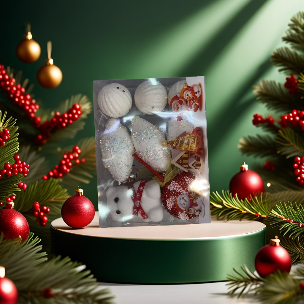 Christmas decoration gift box set, festive atmosphere hanging ornaments, decorative items, gift packaging details Picture