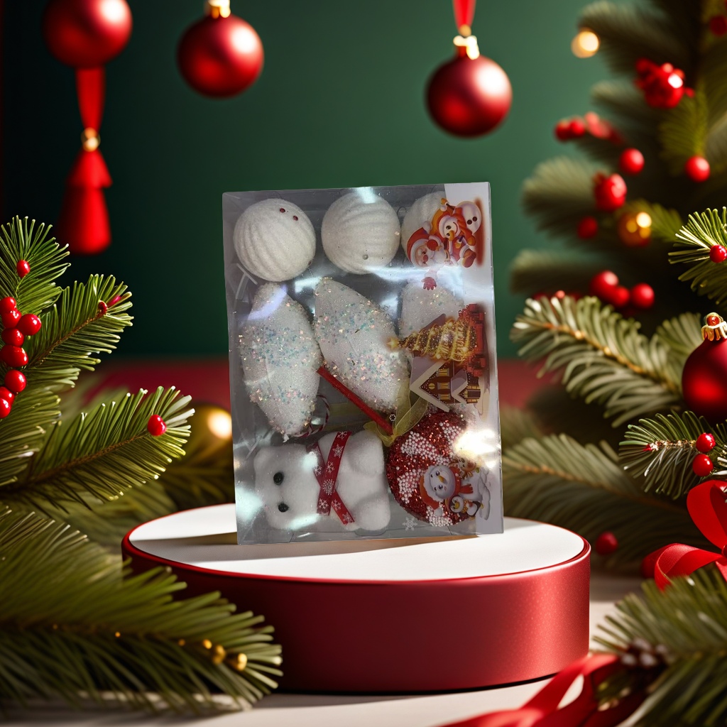 Christmas decoration gift box set, festive atmosphere hanging ornaments, decorative items, gift packaging Application Scenario
