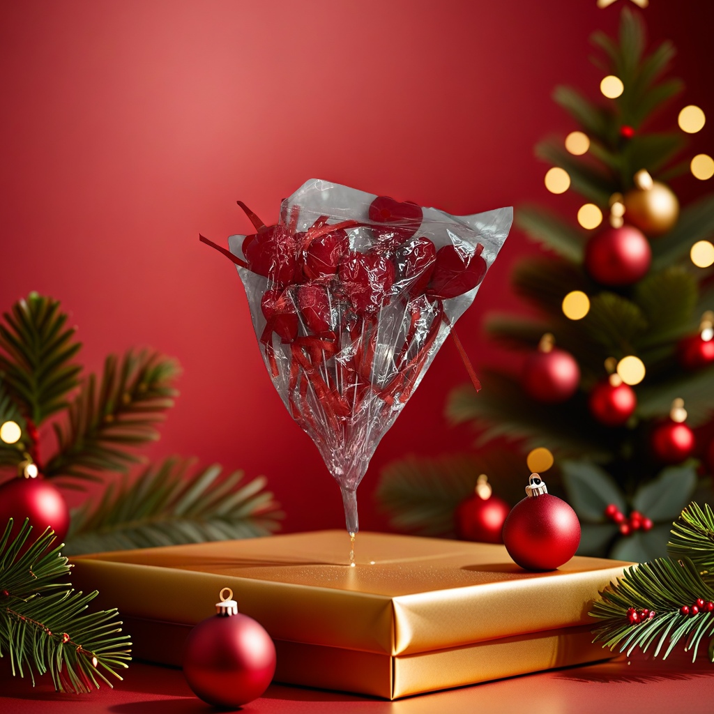 Red heart-shaped candy bouquets, Christmas atmosphere decorations, Christmas balls, Christmas decorations Application Scenario