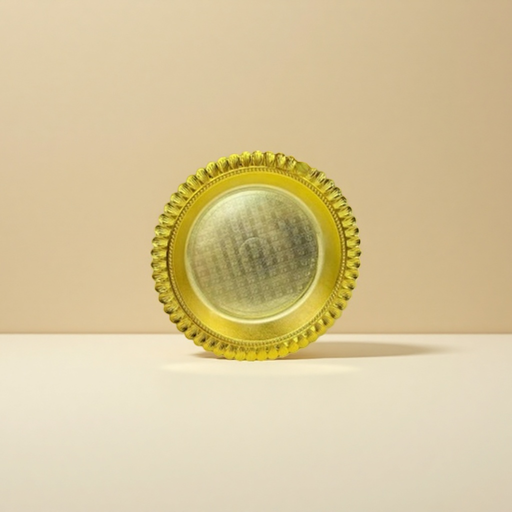 金色圆形托盘 家用厨房烘焙摆盘金属托盘 直径28cm